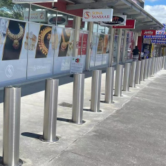 Modern Silver Stainless Steel Fixed Bollard