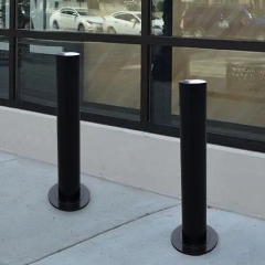 Heavy-Duty Black Powder Coated Fixed Steel Bollard