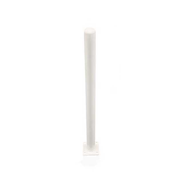 Slim White Surface Mount Steel Bollard with Square Base