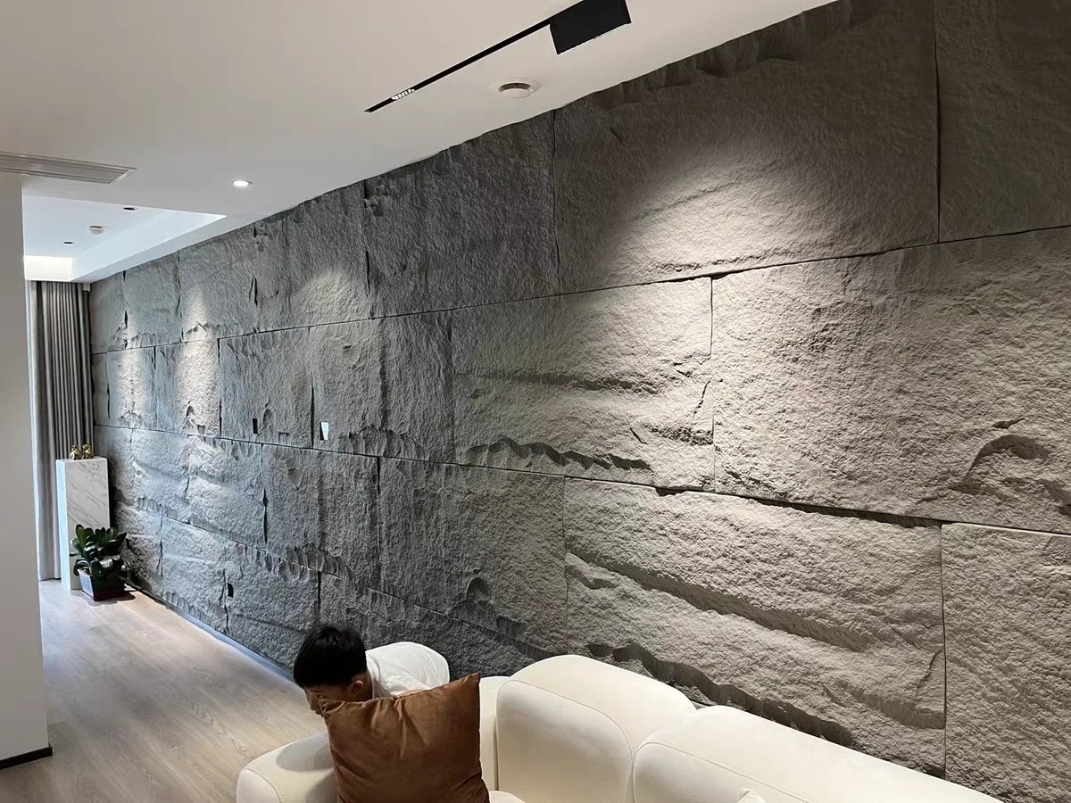 PU False Stone Veneer Sheet PU Stone Skin PU Stone Panels for Decoration Polyurethane Artificial Stone Exterior Decoration Faux Rock PU Stone Skin Slab 3D PU Stone Wall Panel Big Slab