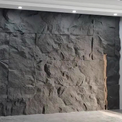 Polyurethane Artificial Stone 3D Decorative Black PU Stone Faux Culture Rock Mountain Wall Panel for Exterior Wall and indoor