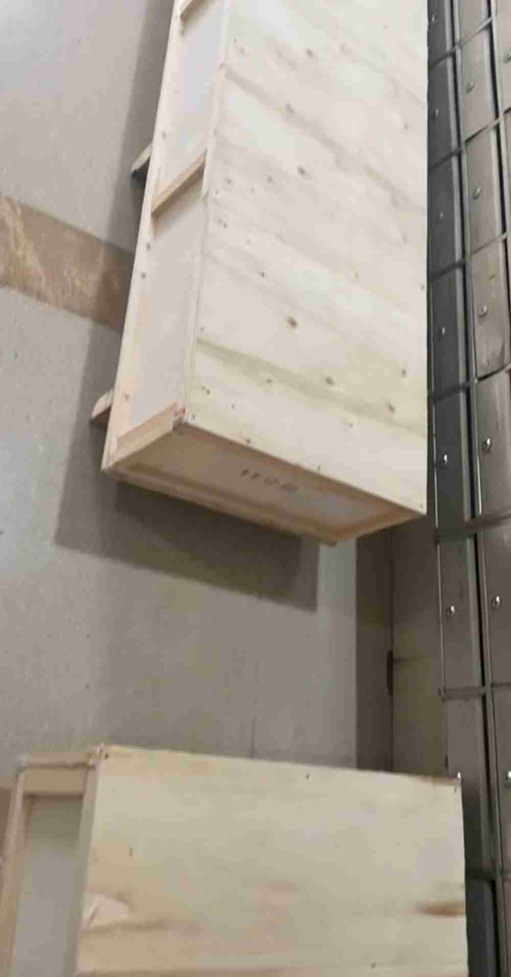 Export wooden crates staged for freight forwarder collection for Russia shipment