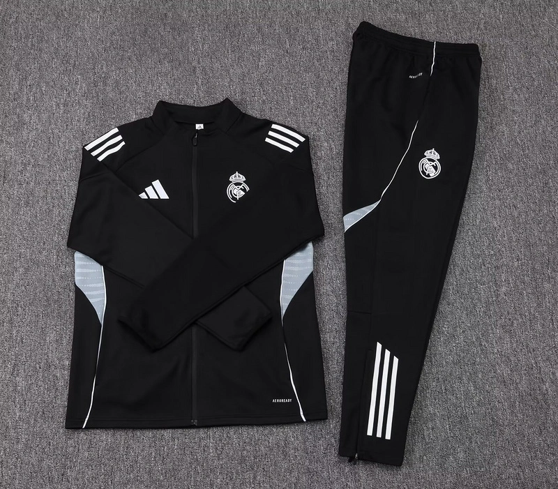 25-26 Real Madrid Black Football Tracksuits Long Jacket Suits