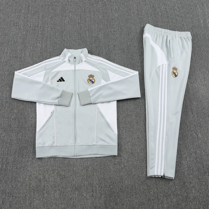 Real Madrid Training Kit White&Grey 2025-26 (Jacket+Pants)
