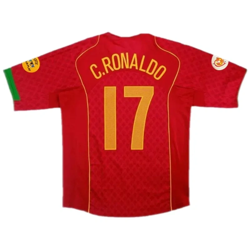 2004 Portugal Retro Jersey Home Euro Cup