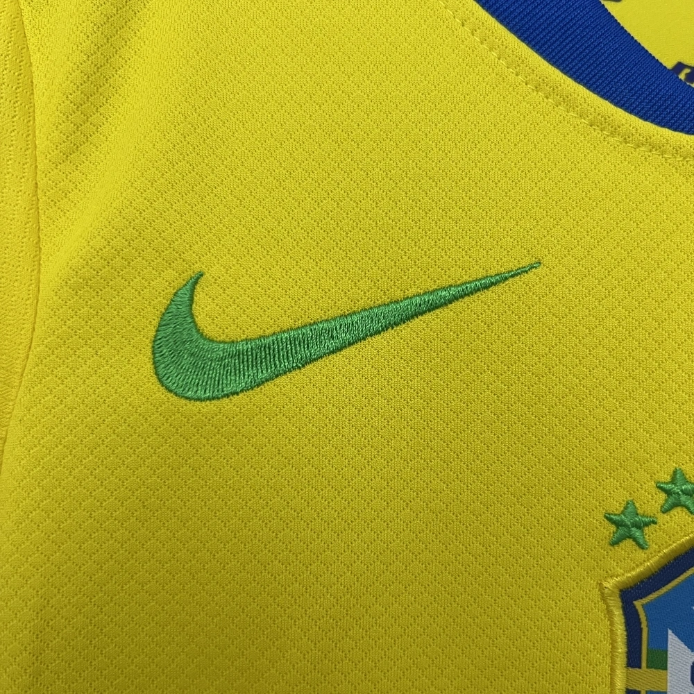 2025 Brazil Home Kids Football jersey Kits Fan edition