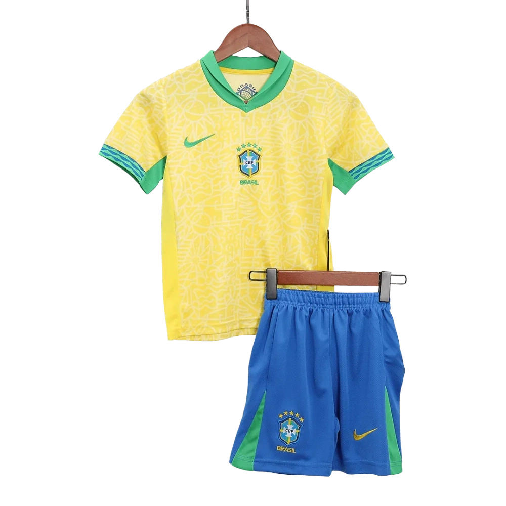 Kids Brazil Home Kit Copa America 2024 Youth Apparels