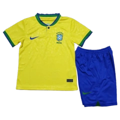 Brazil Kids Soccer Jersey Home Kit(Jersey+Shorts) World Cup 2022