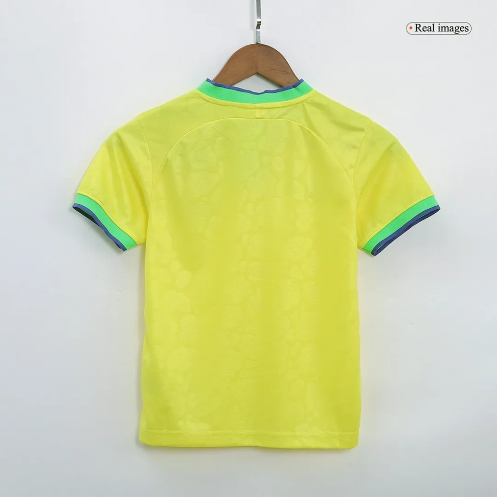 Brazil Kids Soccer Jersey Home Kit(Jersey+Shorts) World Cup 2022
