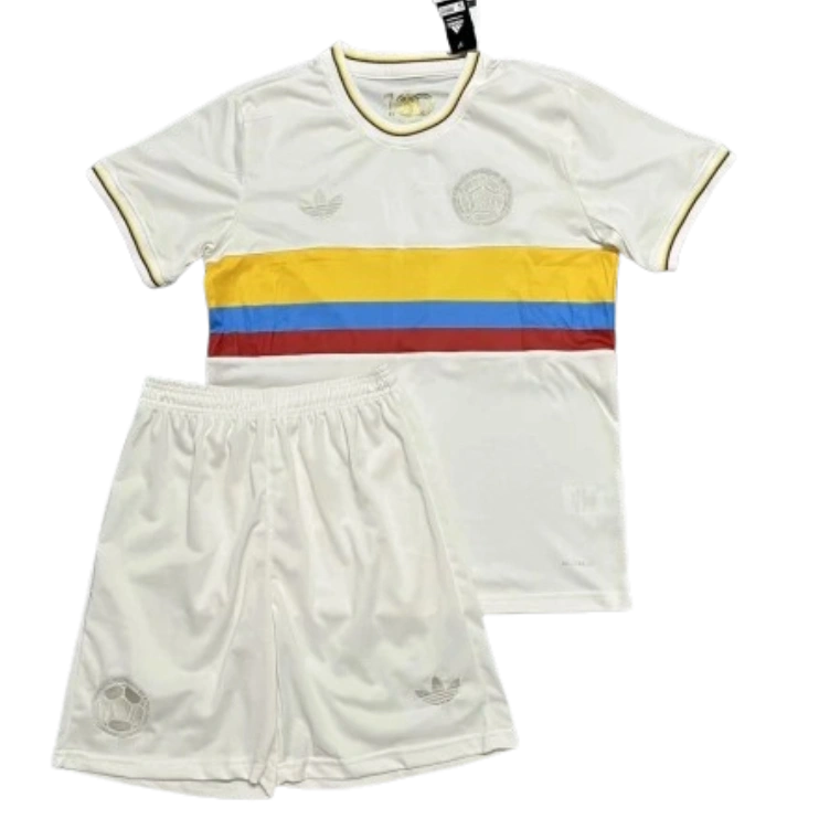 Colombia 24-25 Nation 100th Anniversary Special Edition Kids Kits White Jersey