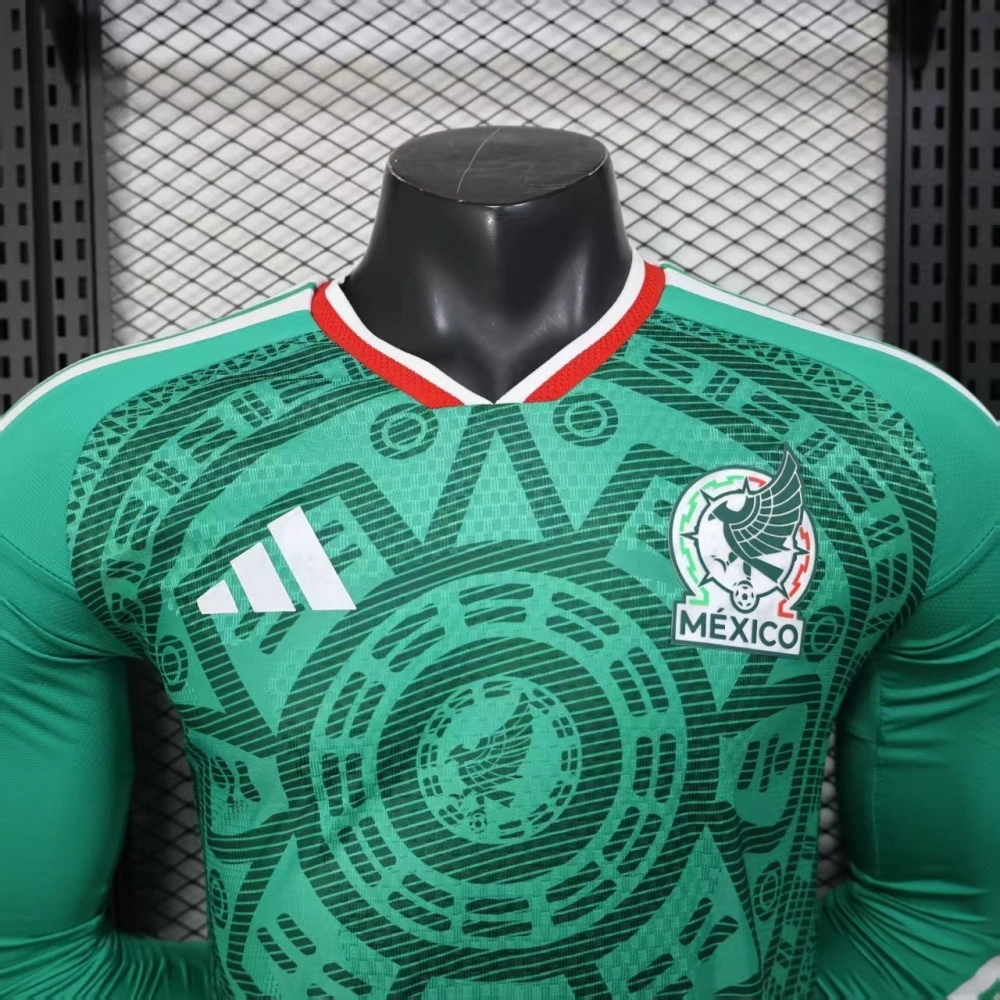 2025-26 Mexico World Cup Long Sleeve Home football jersey Player Version