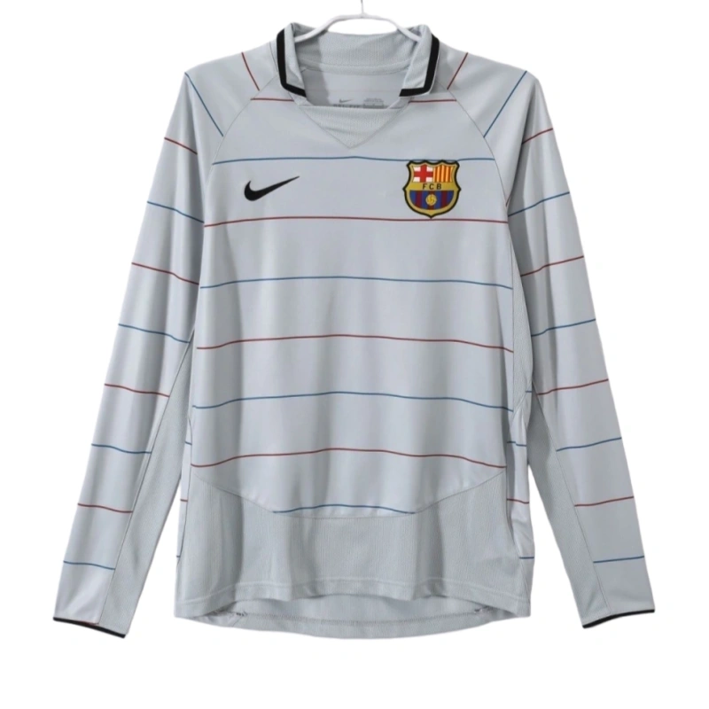 03-04 Barcelona Retro jersey Away Long Sleeve Soccer Shirt