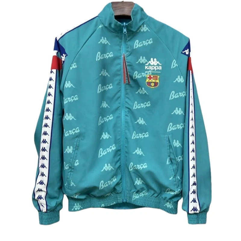 2025-26 Barcelona Retro Training Reversible Double-Sides Windbreaker Jacket Green&Blue