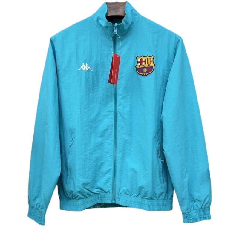 2025-26 Barcelona Retro Training Reversible Double-Sides Windbreaker Jacket Green&Blue