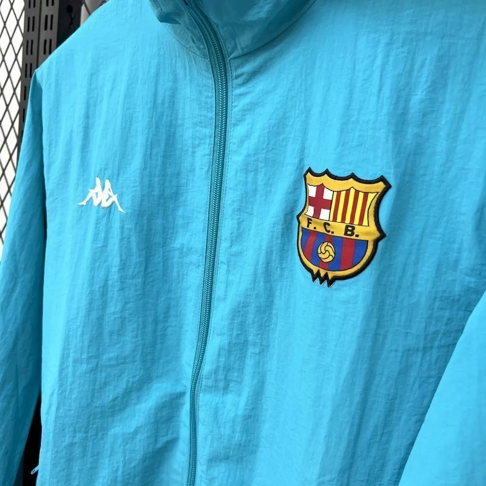 2025-26 Barcelona Retro Training Reversible Double-Sides Windbreaker Jacket Green&Blue