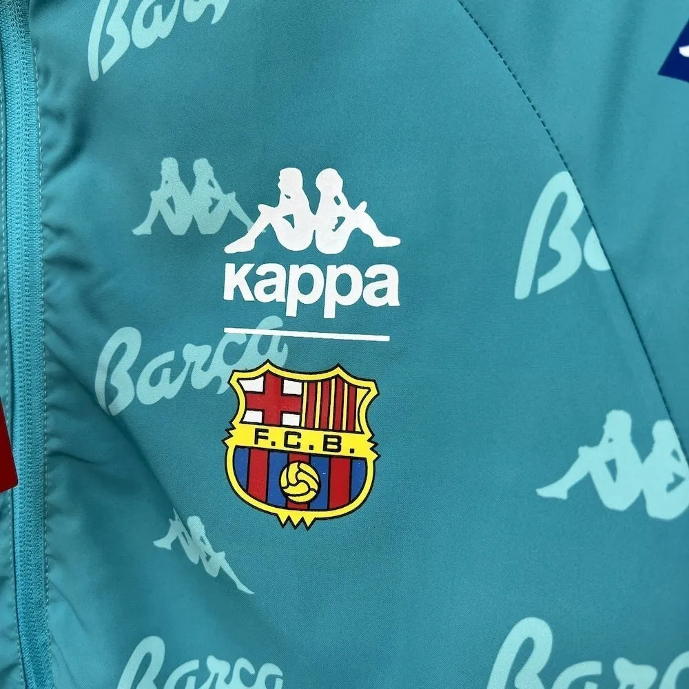 2025-26 Barcelona Retro Training Reversible Double-Sides Windbreaker Jacket Green&Blue