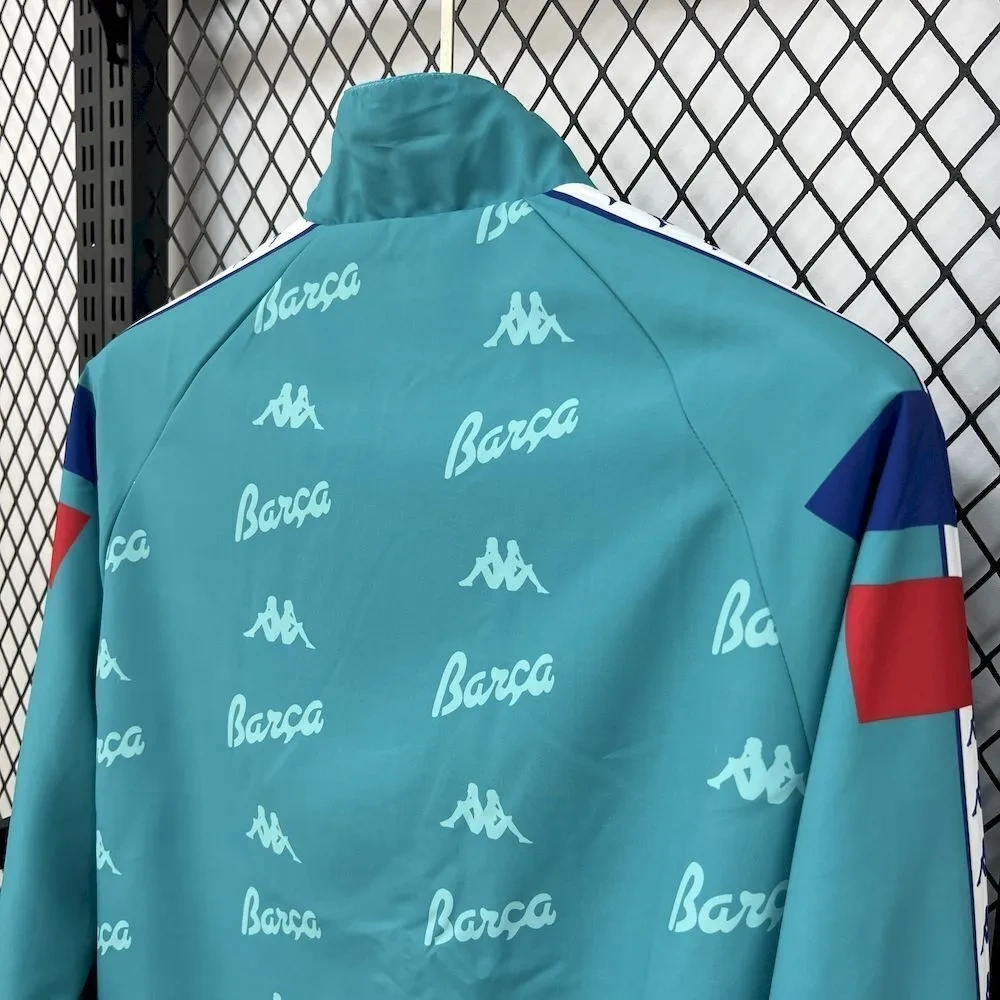 2025-26 Barcelona Retro Training Reversible Double-Sides Windbreaker Jacket Green&Blue
