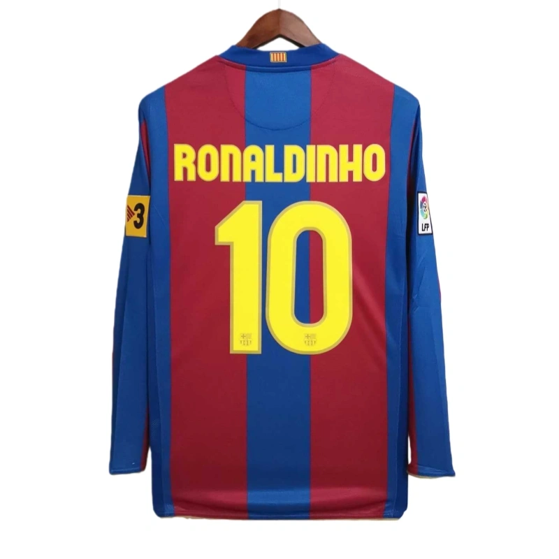 07-08 Barcelona Retro Home Long sleeves 50-Years Anniversary Football jersey