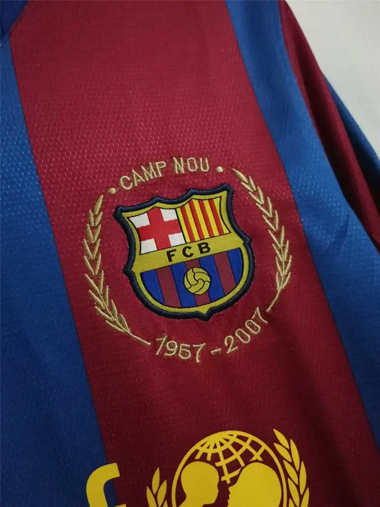 07-08 Barcelona Retro Home Long sleeves 50-Years Anniversary Football jersey