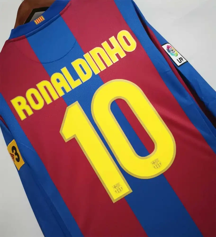 07-08 Barcelona Retro Home Long sleeves 50-Years Anniversary Football jersey