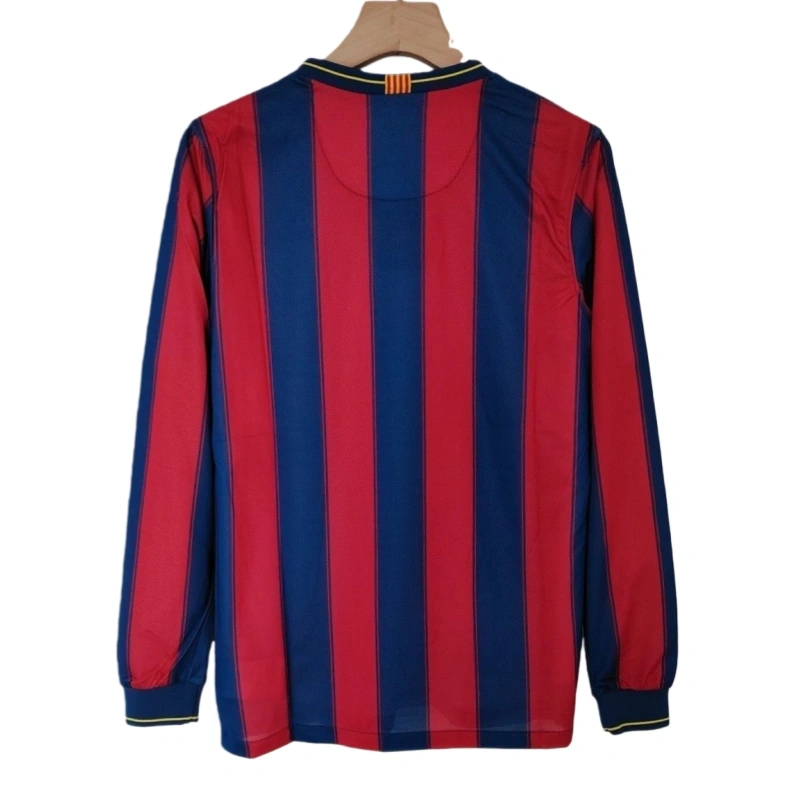 09-10 Barcelona Retro Home Long Sleeve Soccer Shirt