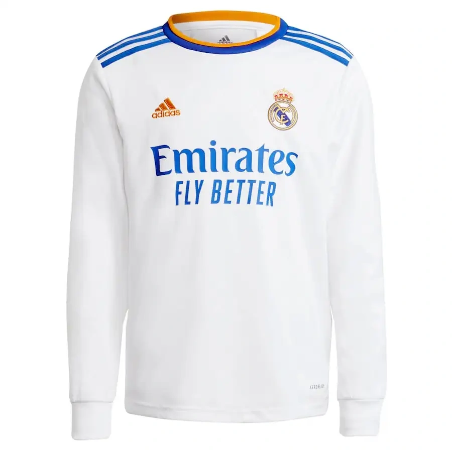 Real Madrid Home Soccer Jersey Retro Long Sleeve Shirt 21-22