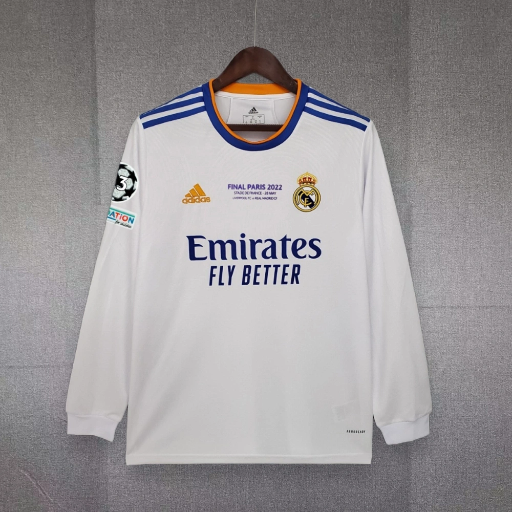 Real Madrid Home Soccer Jersey Retro Long Sleeve Shirt 21-22