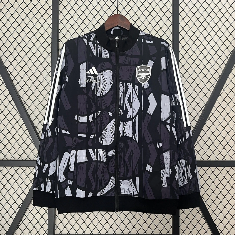 24-25 Arsenal Grey&black Windbreaker Jacket Football