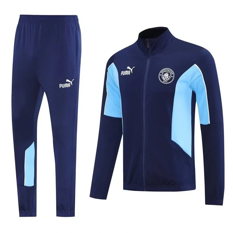 2025-26 Manchester City Navy&Blue Football Tracksuits Long Jacket Suits
