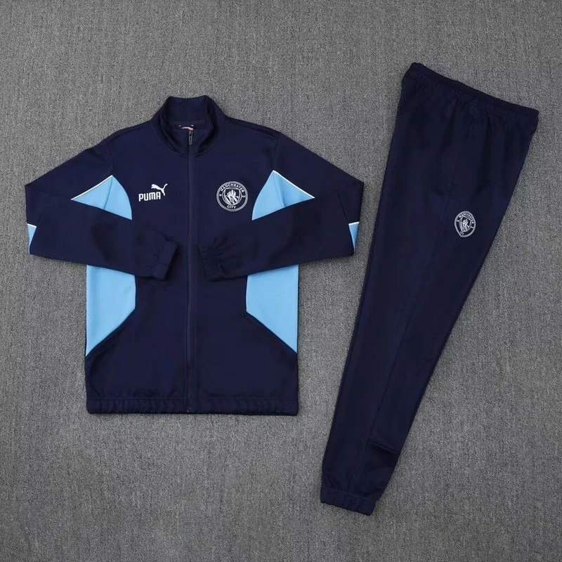 2025-26 Manchester City Navy&Blue Football Tracksuits Long Jacket Suits
