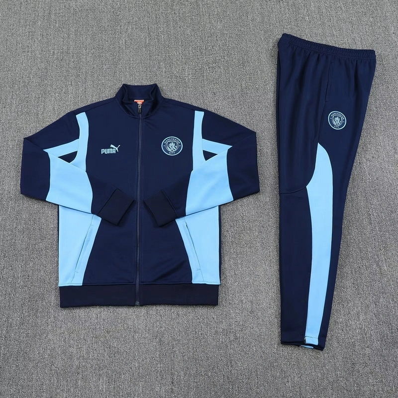 2025-26 Manchester City Navy Football Tracksuits Long Jacket Suits