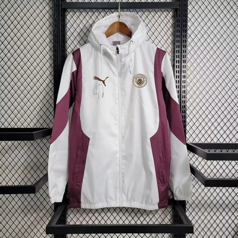 2024/2025 Manchester City Jersey Windbreaker White and Red