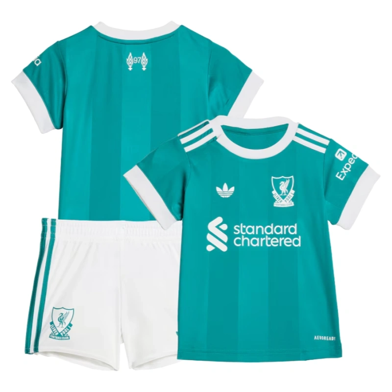 Liverpool Third away green Kids Kit football jersey 2025-26 Fan version