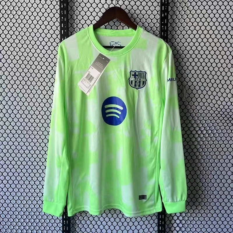 2024-25 Barcelona GAVI #6 LEWANDOWSKI #9 Long Sleeve Third Away Soccer Jersey Without Spofity Text