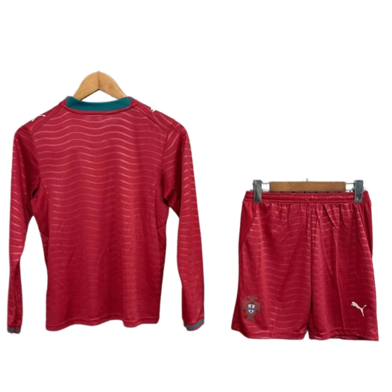 Portugal World Cup 2026 Home Kids Long Sleeve Kit & Jersey + Shorts Fan Version