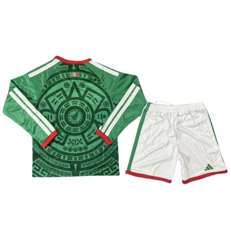 Mexico World Cup 2026 Home Kids Long Sleeve Kit & Jersey + Shorts Fan Version