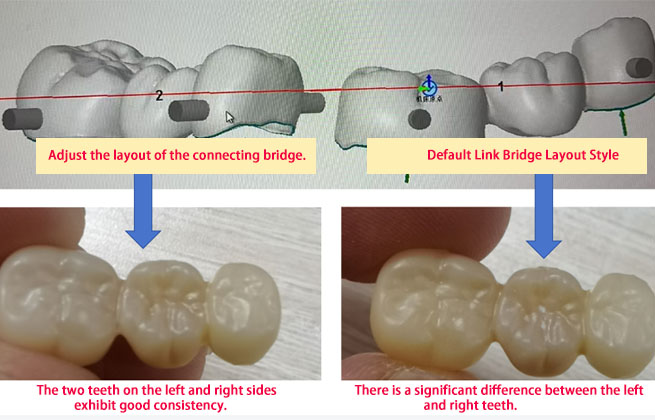 Images of sintered zirconia blocks with adjusted layout