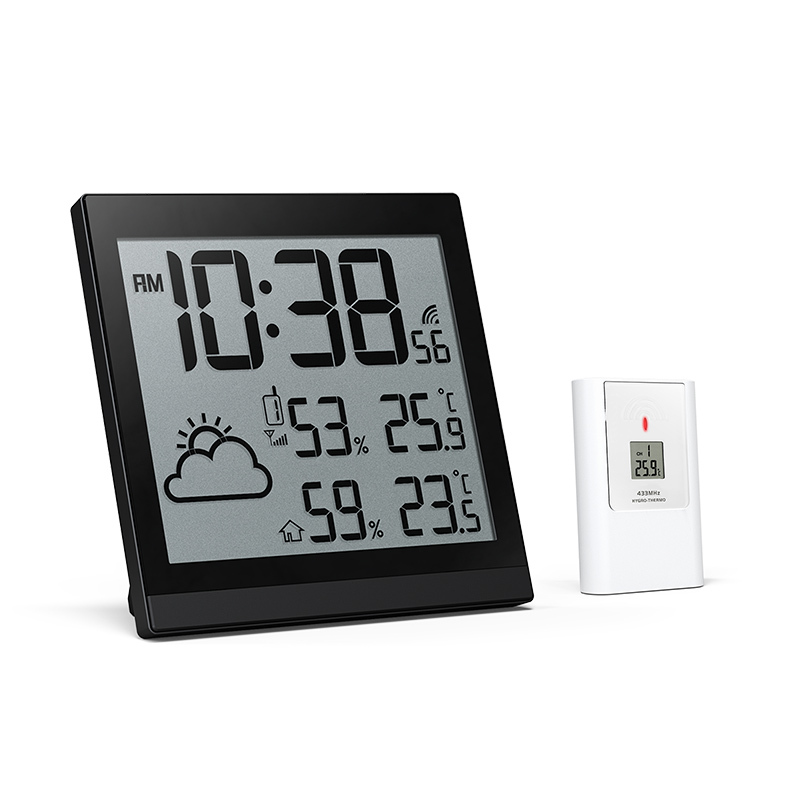 Slim RC wall clock with weather forecast