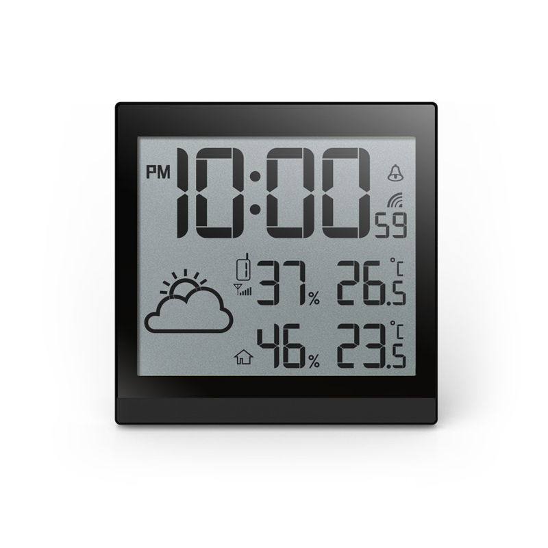 Slim RC wall clock with weather forecast