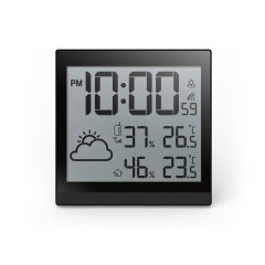 Slim RC wall clock with weather forecast