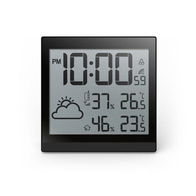 Slim RC wall clock with weather forecast