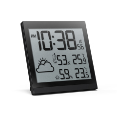 Slim RC wall clock with weather forecast