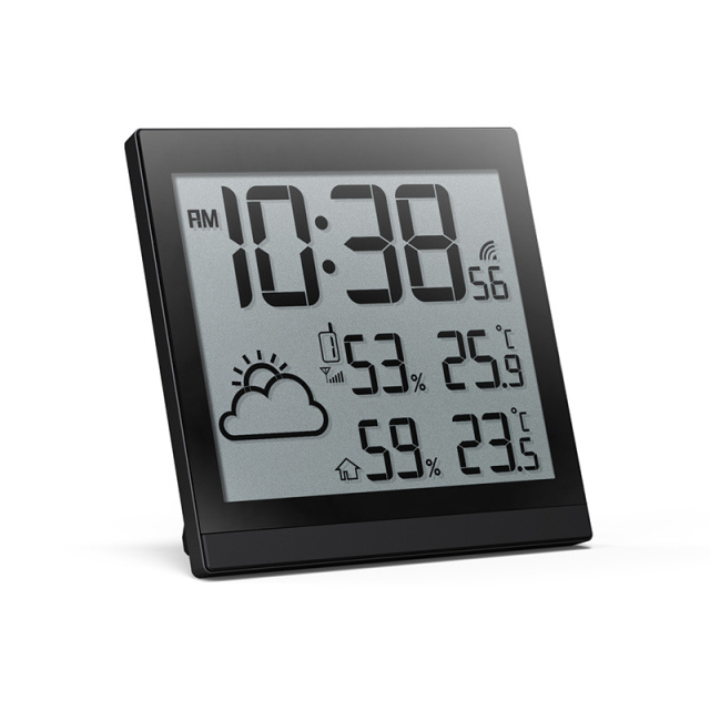 Slim RC wall clock with weather forecast