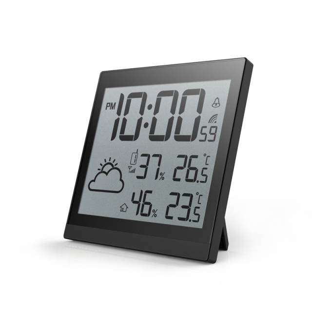 Slim RC wall clock with weather forecast