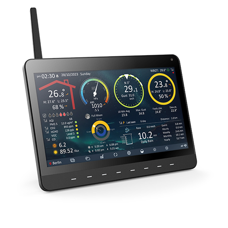 WI-FI 10” HD screen weather station with 9-In-1 solar powered weather sensor