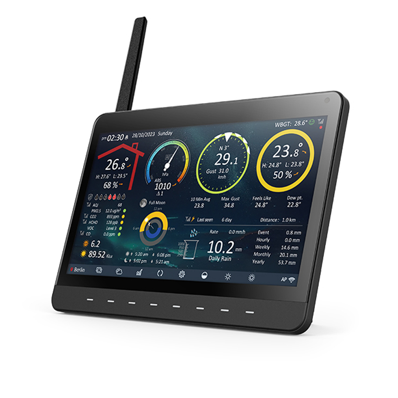 WI-FI 10” HD screen weather station with 9-In-1 solar powered weather sensor