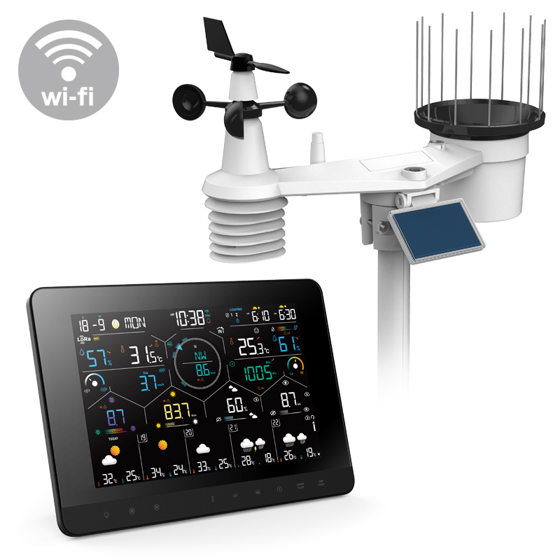 True Black Color Wi-Fi Weather Station with 7-In-1 LoRa Professional Sensor