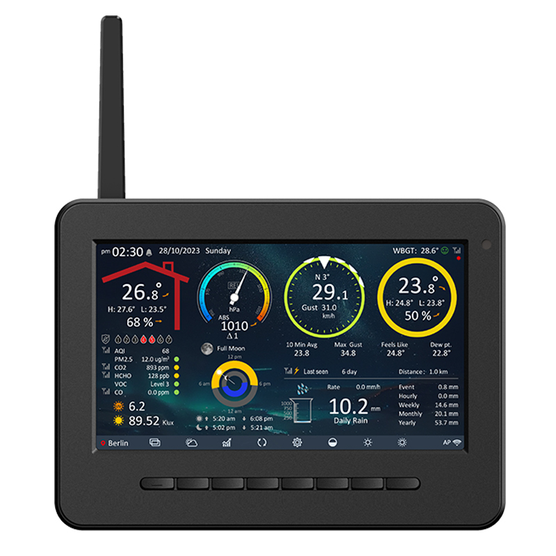 WI-FI HD screen weather station with 9-In-1 solar powered weather sensor
