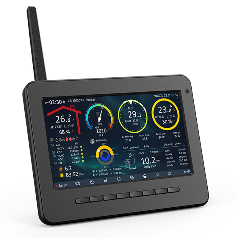 WI-FI HD screen weather station with 9-In-1 solar powered weather sensor