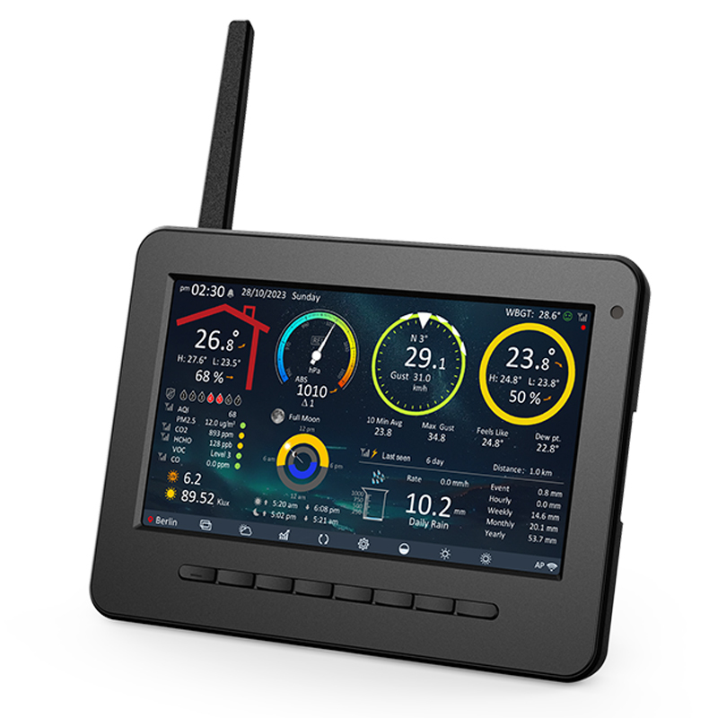WI-FI HD screen weather station with 9-In-1 solar powered weather sensor